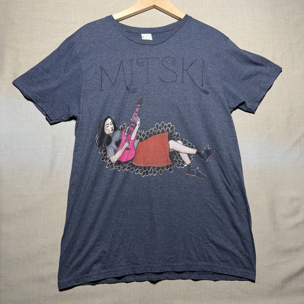 Mitski T-Shirt Men L Blue SS Graphic Music Indie Rock Concert Band Tee